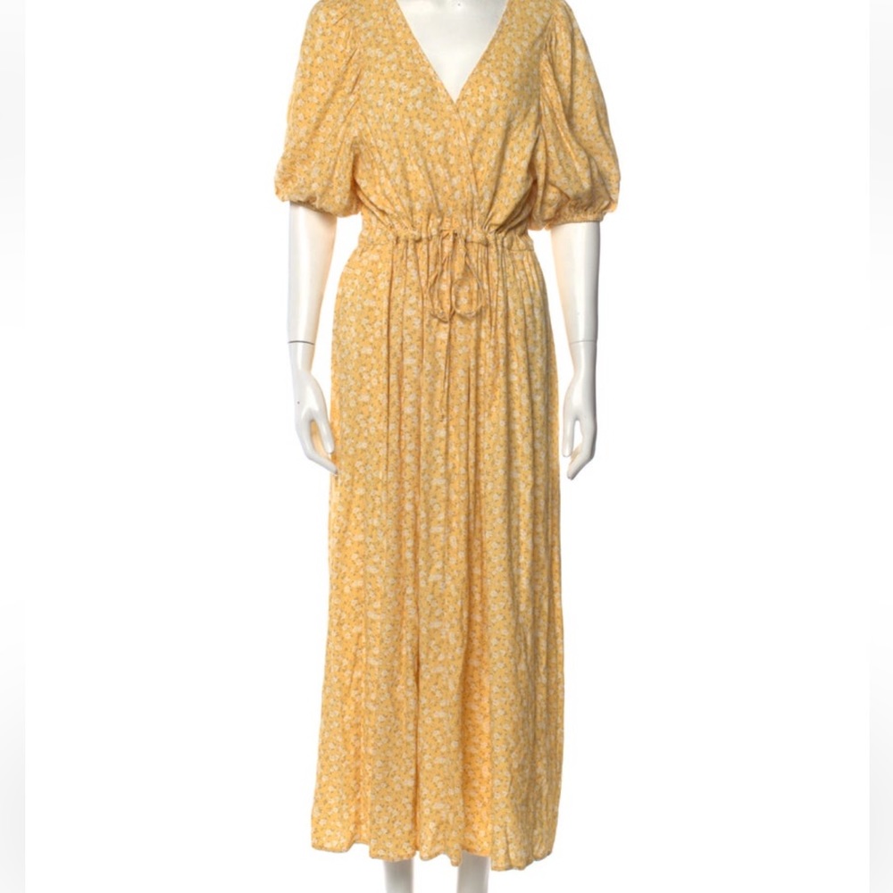 Christy Dawn Floral Print Yellow Long Dress - size M